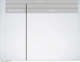 1/5/12
KEY WORDS

Thursday, October 17, 13

Notes

 