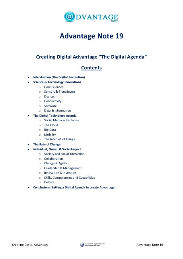 creating digital advantage the digital agenda note 19 creating an agenda