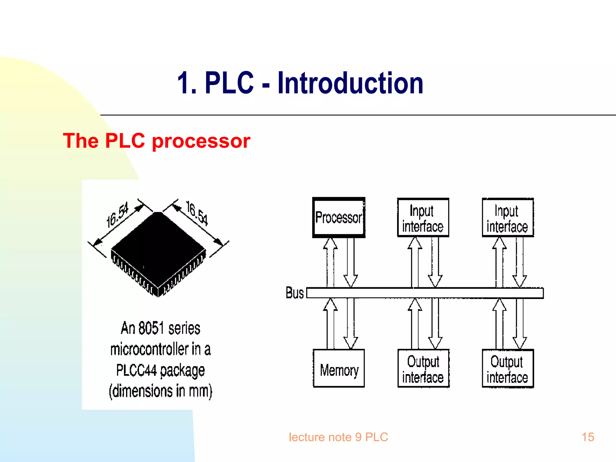 1. PLC - Introduction
The PLC processor

lecture note 9 PLC

15

 