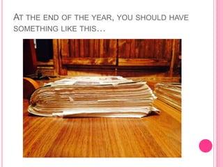 AT THE END OF THE YEAR, YOU SHOULD HAVE
SOMETHING LIKE THIS…
 