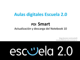 Aulas digitales Escuela 2.0 PDI   Smart Actualización y descarga del Notebook 10 blog.educastur.es/escuela20 [email_address] 