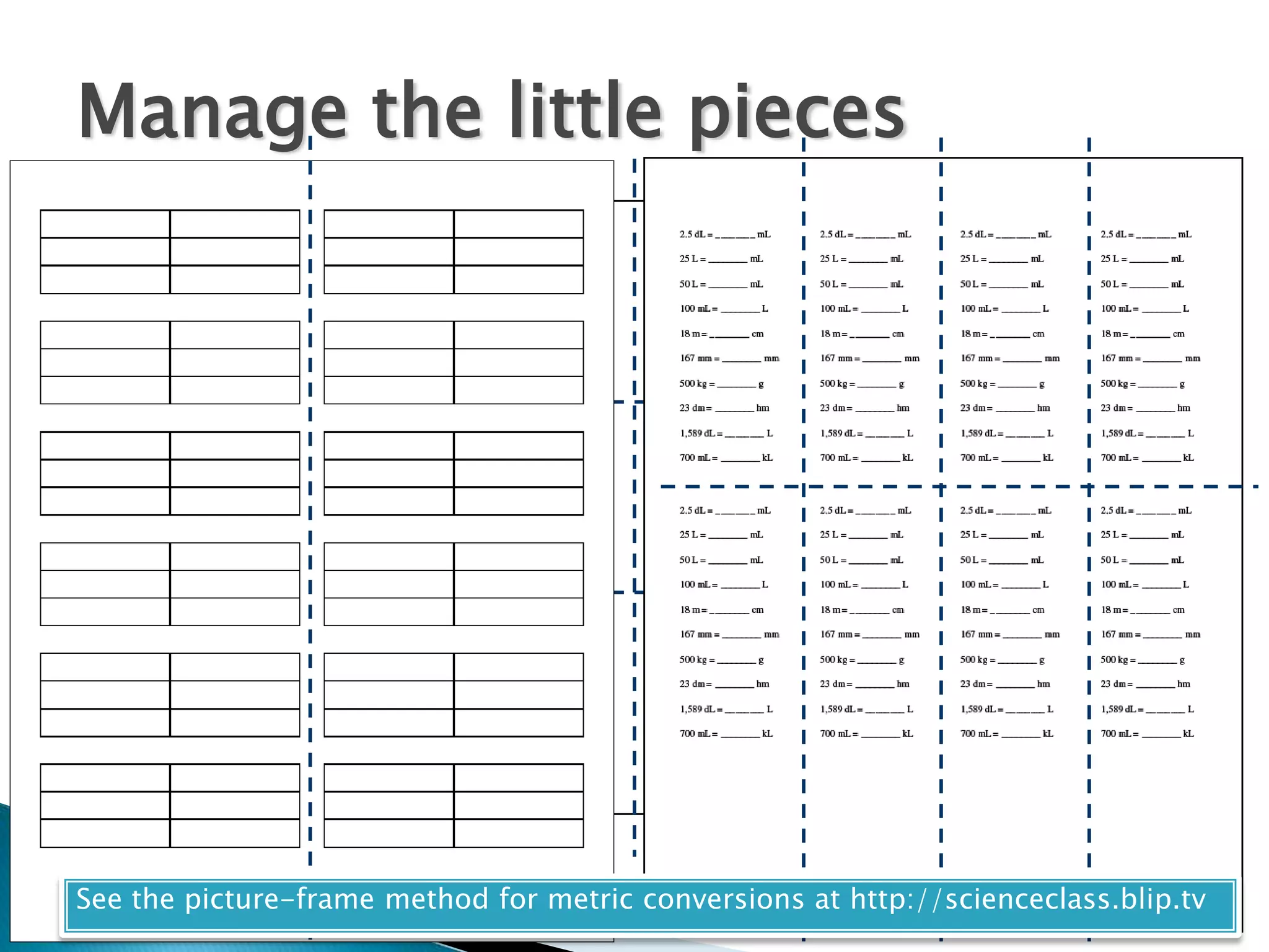 Photocopy multi-up on a sheetCut as much as possible with paper-cutterGlue little pieces into notebookStore extras in numbered hanging file foldersStudents reference everything by page number nowManage the little pieces