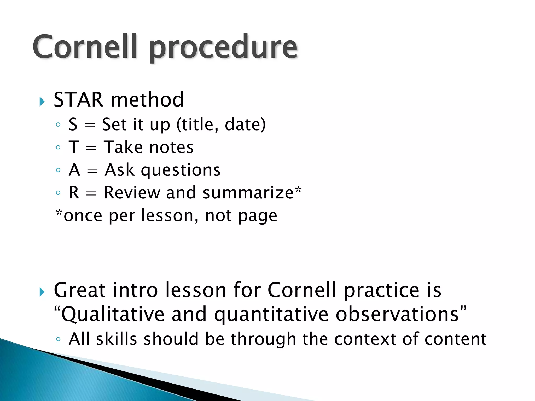 Teacher input: diagram, labeling the levels Book + Brain + Extra info (DOK 3)Book + Brain (DOK 2)Book (DOK 1)Cornell questions