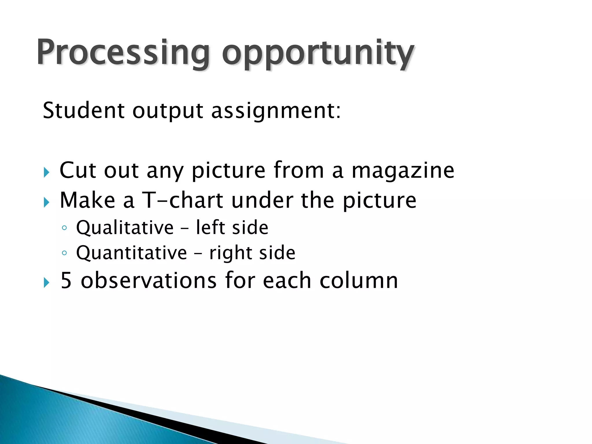 STAR methodS = Set it up (title, date)T = Take notesA = Ask questionsR = Review and summarize* *once per lesson, not pageGreat intro lesson for Cornell practice is “Qualitative and quantitative observations”All skills should be through the context of contentCornell procedure