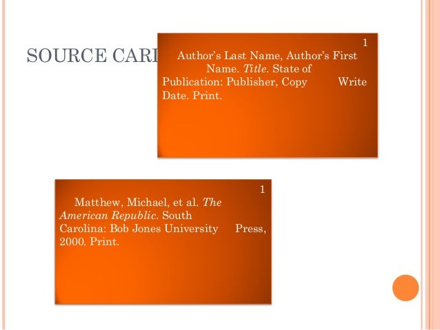 Note card and source card 8th grade