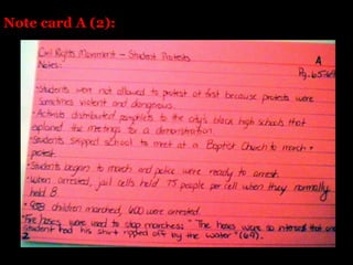 Note Card Vs Card Note Cards And Source Cards Formal Observation 2 | PPT