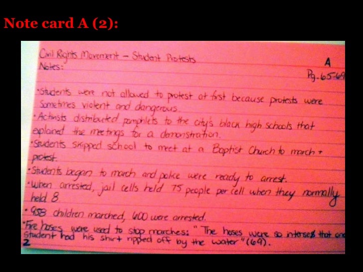 Note Cards And Source Cards Formal Observation 2