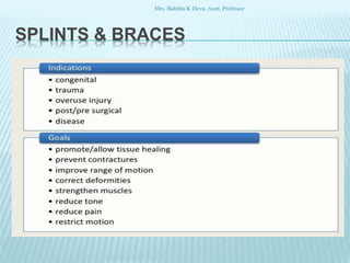 SPLINTS & BRACES
Mrs. Babitha K Devu, Asstt. Professor
 