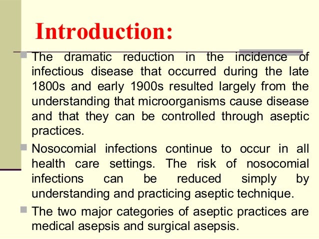note on concept of asepsis surgical asepsis