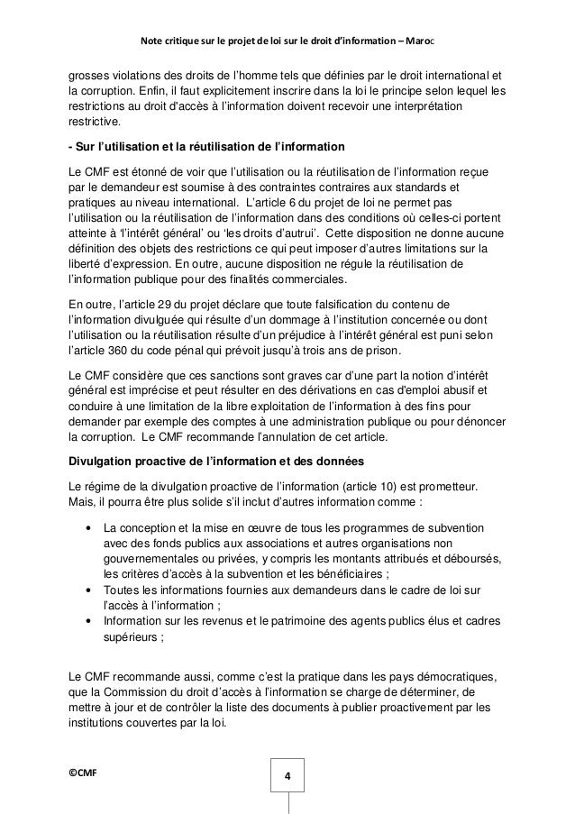 Note critique du projet de loi sur le droit d' accès à l 'information…