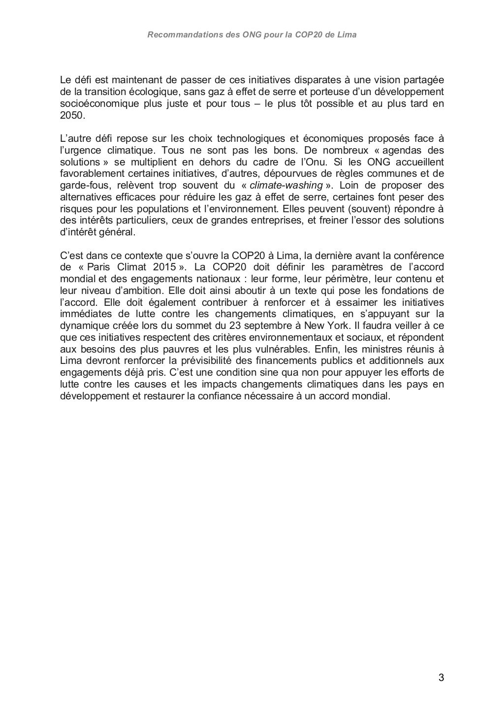 Note de position inter-associative pour la COP20