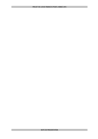 PROJET DE LOI DE FINANCES POUR L’ANNEE 2015
NOTE DE PRESENTATION
 