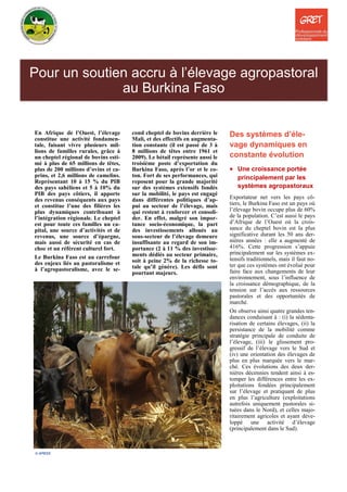 Pour un soutien accru à l’élevage agropastoral
au Burkina Faso
En Afrique de l’Ouest, l’élevage
constitue une activité fon...