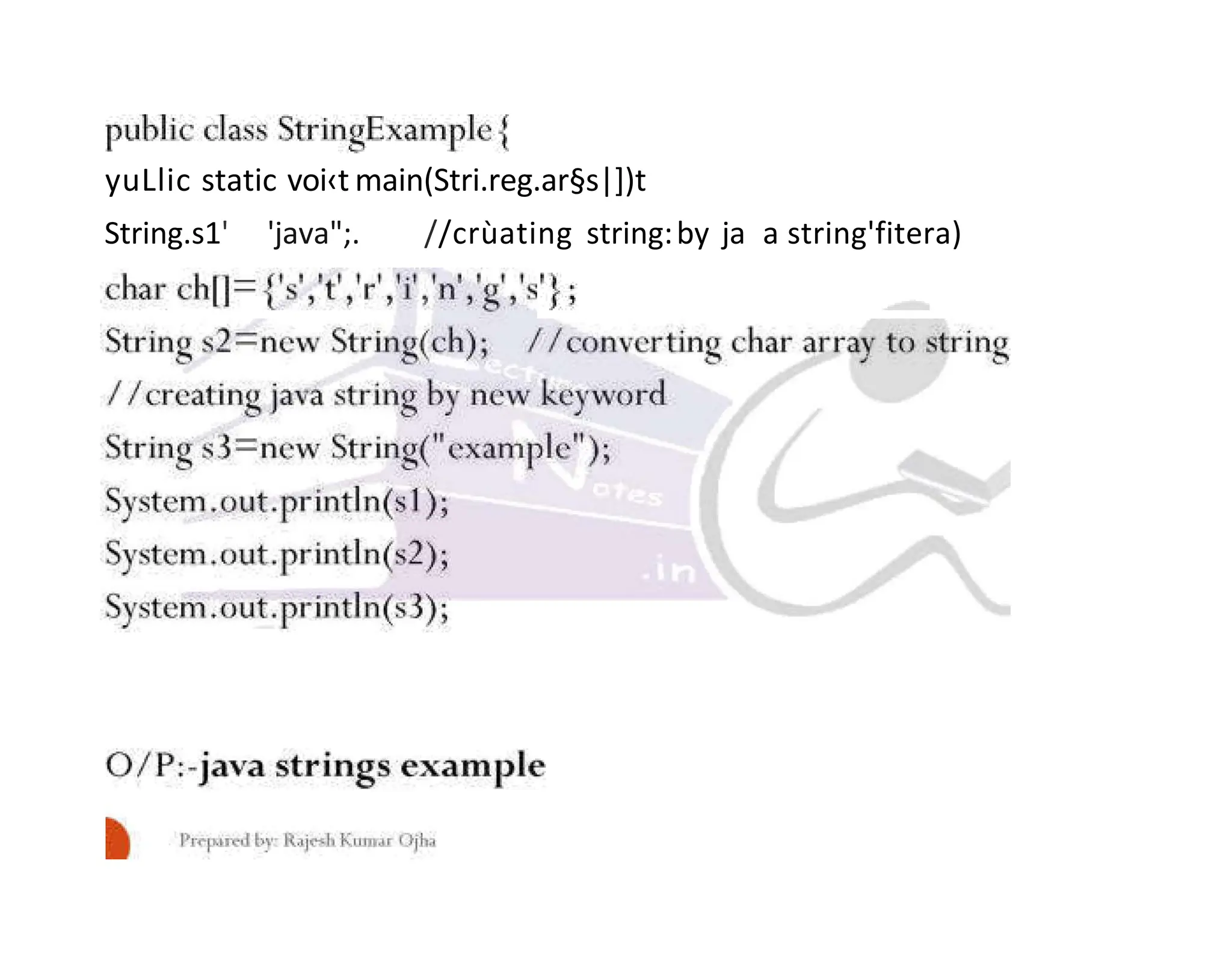 yuLlic static voi‹t main(Stri.reg.ar§s|])t String.s1' 'java";. //crùating string:by ja a string'fitera) 