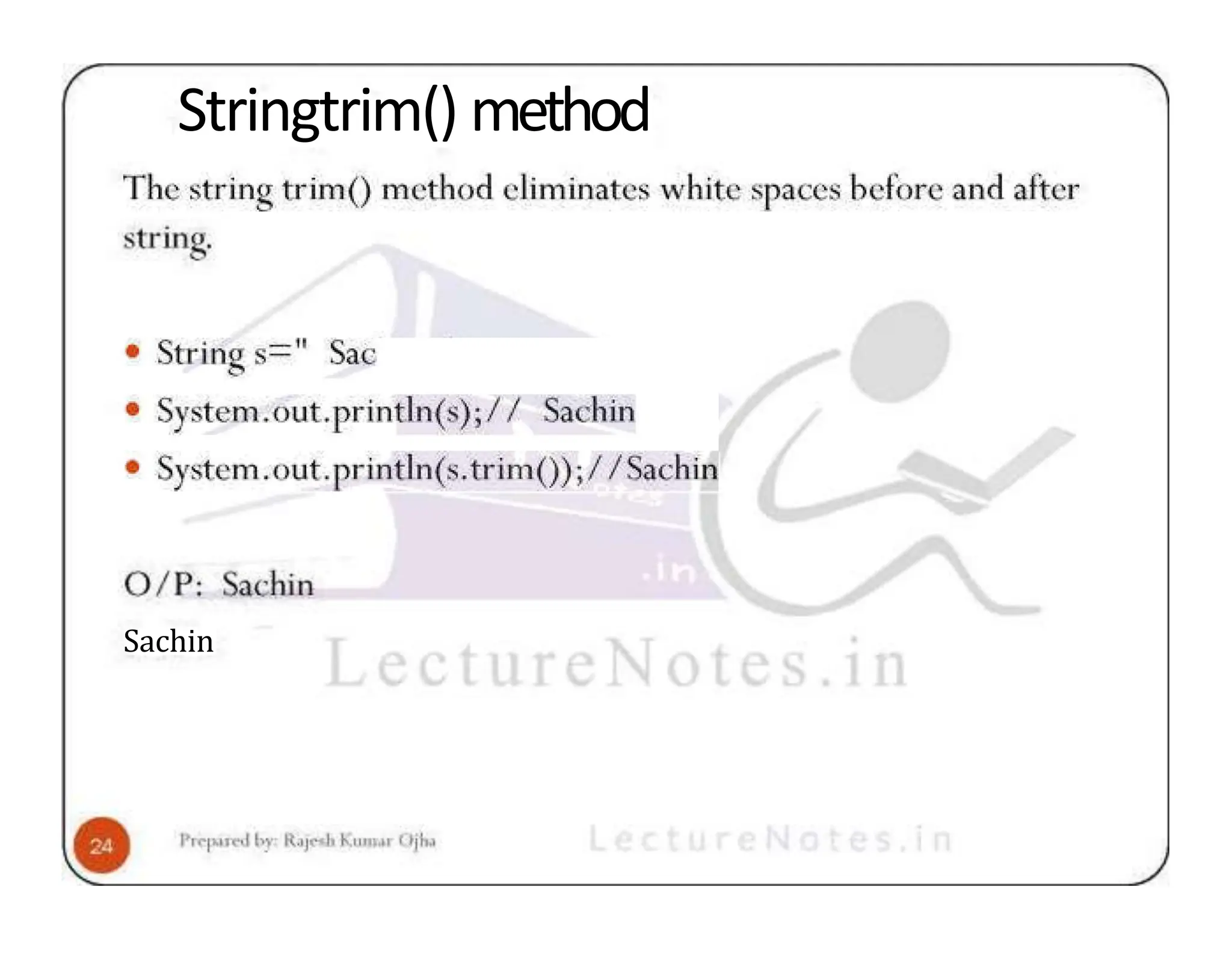 Stringtrim() method Sachin 