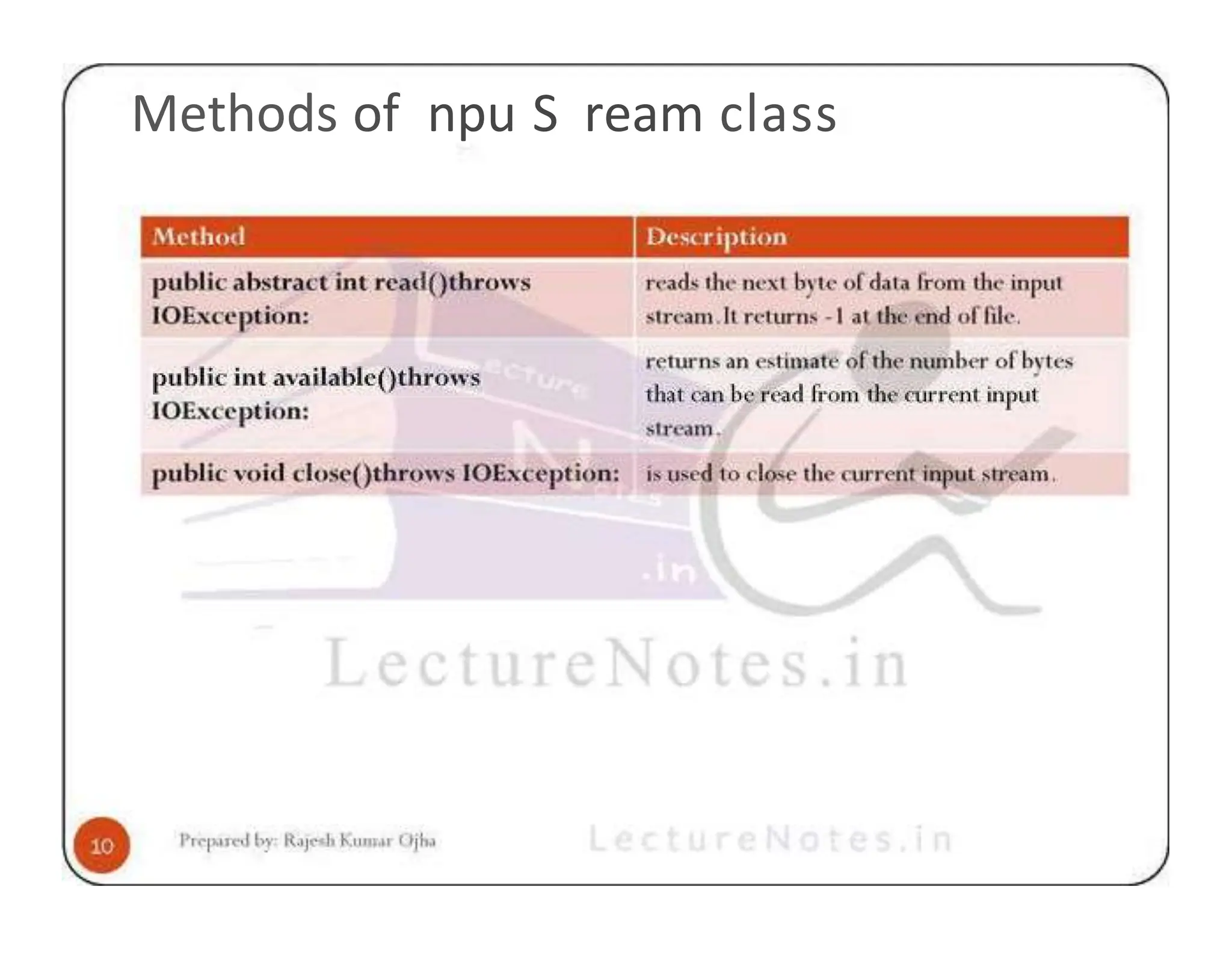 Methods of npu S ream class 