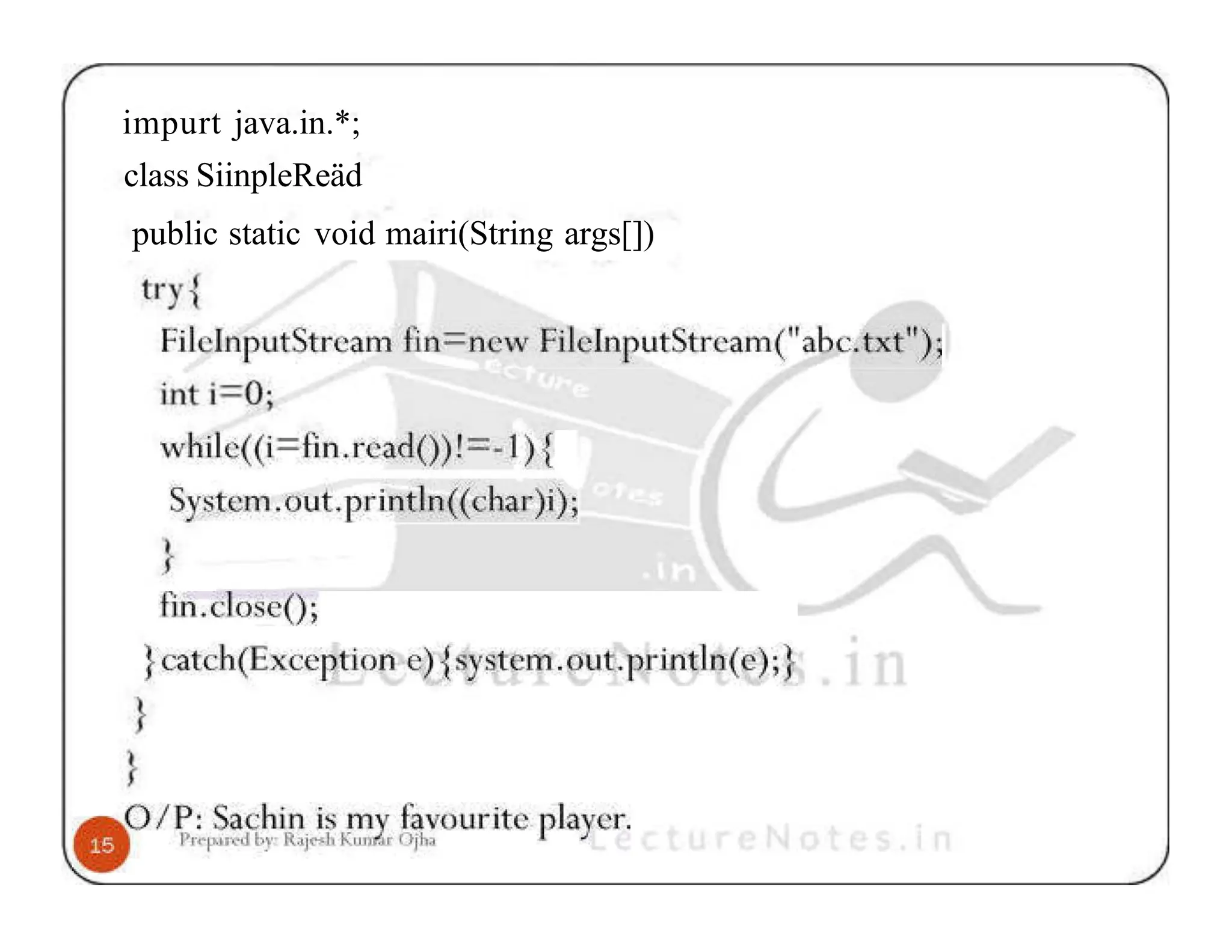impurt java.in.*; class SiinpleReäd public static void mairi(String args[]) 