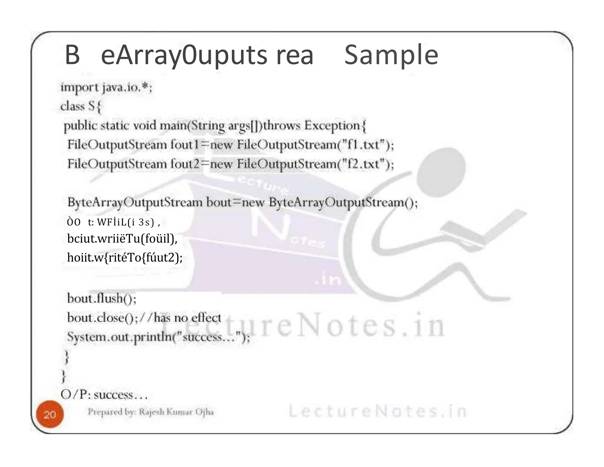 B eArray0uputs rea Sample ÒO t: WFİiL(i 3s) , bciut.wriiëTu(foüil), hoiit.w{ritéTo{fúut2); 