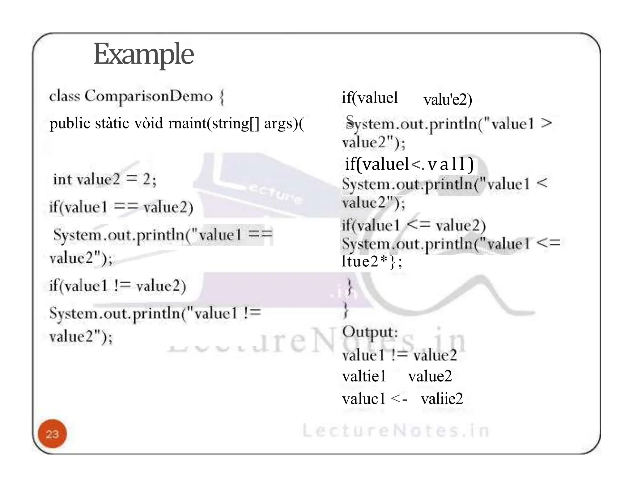 Example public stàtic vòid rnaint(string[] args)( valu'e2) if(valuel S if(valuel<. va l l ) ltue2*}; valtie1 value2 valuc1 <- valiie2 
