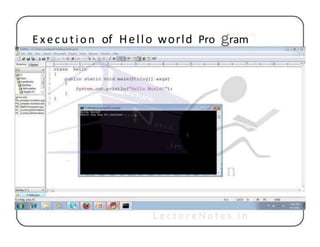 E xecution of Hello world Pro ram
 