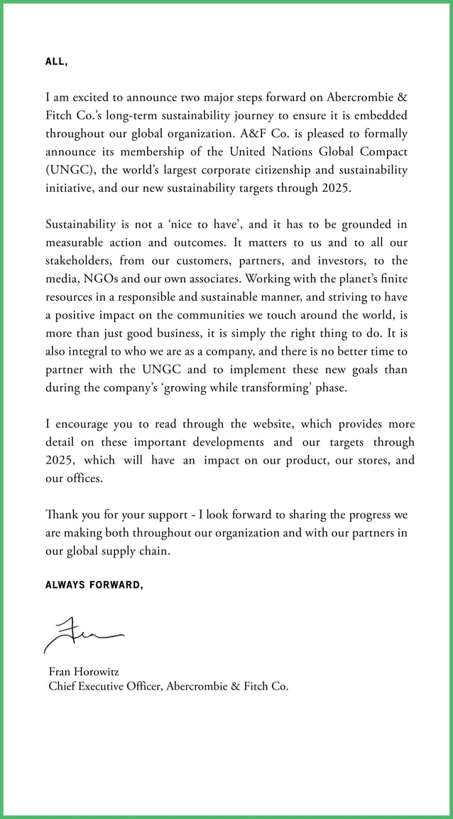 Abercrombie & Fitch Co. Announces New Sustainability Targets through 2025 PDF