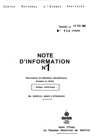 NOTE 
D'INFORMATION NT 
Obe/tuationb de pClénorn2neb atmo4phiMqu~ 
. . anohmaux en U.R.S.S. 
 