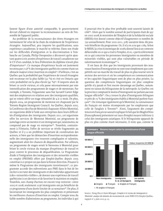 L’intégration socio-économique des immigrants et immigrantes au Québec




fassent ﬁgure d’une autorité comparable, le gouvernement                 il pourrait être le plus être proﬁtable sont souvent laissés de
devrait d’abord en imposer la reconnaissance au sein de l’en-            côté59. Alors que le nombre annuel de participants était de 937
semble de l’appareil public.                                             en 2007-2008, le ministère de l’Emploi et de la Solidarité sociale
   Au problème de la reconnaissance des titres étrangers est             (MESS) s’est donné comme objectif d’augmenter ce nombre de
intimement lié celui de la chute du rendement de l’expérience            750 annuellement. Pour 2010-2011, 3187 auraient donc dû pou-
étrangère. Aujourd’hui, peu importe les qualiﬁcations, sans              voir bénéﬁcier du programme. Or, il n’y en a eu que 1184. Selon
expérience canadienne, le marché se referme. Dans son étude              le MESS, la crise économique de 2008 a donné lieu à un contexte
sur les difﬁcultés d’intégration et la discrimination à l’em-            défavorable en ce qui a trait à l’emploi, et ce, « particulièrement
bauche au Canada, Philip Oreopoulos a découvert qu’en ajou-              en ce qui concerne les personnes immigrantes ou membres de
tant quatre à six années d’expérience de travail canadienne sur          minorités visibles, qui sont plus vulnérables en période de
le CV d’un candidat, le lieu d’obtention du diplôme n’avait plus         ralentissement économique60 ».
d’importance53. Ce manque d’expérience locale est justement                 Il est faux de dire que les immigrants provenant des nou-
reconnu par 71,8 % des immigrants québécois comme étant un               veaux bassins d’immigration ne sont tout simplement pas com-
obstacle majeur à leur insertion en emploi54. D’ailleurs, c’est au       pétitifs sur un marché du travail de plus en plus tourné vers le
Québec que la probabilité que l’expérience de travail étrangère          secteur des services et où les compétences en communication
soit reconnue est la plus faible (32 %) et c’est en Ontario que          et les capacités linguistiques sont de plus en plus prisées. La
cette probabilité est la plus élevée (47 %)55. Il importe alors de       question des compétences linguistiques est plus complexe
briser ce cercle vicieux, et cela passe nécessairement par une           qu’elle n’y paraît et l’est encore davantage au Québec, notam-
intensiﬁcation des programmes de stages et de mentorats. Par             ment en raison du bilinguisme de la métropole. Le Québec est
exemple, à Toronto, l’organisme sans but lucratif Career Edge            la province comptant le moins d’immigrants ne parlant aucune
met des employeurs en relation avec des immigrants qualiﬁés,             langue ofﬁcielle61. On y trouve le plus d’immigrants bilingues
qui se voient offrir un stage rémunéré de 4 à 12 mois. De plus,          et près de 75 % des immigrants établis à Montréal parlent fran-
depuis 2004, un programme de mentorat est chapeauté par le               çais62. On remarque également qu’à Montréal, la connaissance
Toronto Region Immigrant Council. Au Québec, depuis 2007,                du français est moins récompensée par les employeurs que
la Conférence des élus de Montréal chapeaute Alliées Montréal,           celle de l’anglais à Toronto63. Ainsi, l’argument des compé-
un organisme dédié à l’aide aux entreprises dans leurs difﬁcul-          tences en français ne saurait expliquer le fait que les Maghrébins
tés d’intégration des immigrants. Depuis 2011, cet organisme             (francophones) présentent un taux d’emploi moyen inférieur à
offre les services de Mentorat Montréal, un programme de                 celui des immigrants asiatiques. Si le bilinguisme apparaît de
jumelage entre un mentor et un immigrant qui, néanmoins, ne              plus en plus comme étant nécessaire, il reste que, comme le
comprend pas de stage en entreprise56. Toutefois, contraire-
ment à l’Ontario, l’offre de services se révèle fragmentée au              GRAPHIQUE 6 Revenu moyen selon la connaissance d’une
Québec et il y a un problème important de coordination des                 langue ofﬁcielle
acteurs, si bien que les démarches d’insertion socioprofession-
nelle des immigrants s’en trouvent compliquées et ralenties,             50 000 $
augmentant alors les chances de déqualiﬁcation. Par ailleurs,                                                               Valeur moyenne (43 800 $)
un programme de stages serait le bienvenu à Montréal pour
                                                                         40 000 $
briser le cercle vicieux du manque d’expérience de travail et
pour contrer le processus de déqualiﬁcation. Le Programme
                                                                         30 000 $
d’aide à l’intégration des immigrants et des minorités visibles
en emploi (PRIIME) offert par Emploi-Québec depuis 2005
constitue à ce propos un pas dans la bonne direction. Financé à          20 000 $
même le Programme des immigrants investisseurs57, ce pro-
gramme accorde des subventions aux PME dans le but de les                10 000 $
inciter à recruter des immigrants et des individus appartenant
à des « minorités visibles », de donner une expérience de travail             0$
québécoise à ces derniers et de favoriser le maintien en emploi.                      Non-immigrants        Immigrants             Les autres
                                                                                                            É.-U. et Europe O. immigrants
Toutefois, son champ d’action est encore trop restreint : entre
                                                                                      Anglais       Français      Anglais et français
2005 et 2008, seulement 2236 immigrants ont pu bénéﬁcier de
ce programme d’une durée limitée de 30 semaines58. De plus, il                        Ni anglais ni français

favoriserait les immigrants les plus compétents et présentant            Source : Nong Zhu et Alain Bélanger, L’emploi et le revenu des immigrants à
les meilleures chances d’insertion en emploi. Compte tenu du             Montréal : analyse des données du recensement de 2006, INRS-UCS, Emploi Québec,
faible nombre d’admissions au programme, les individus à qui             rapport no 3, juin 2010, p. 25.

                                                                     7
 