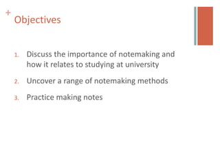 importance of making notes