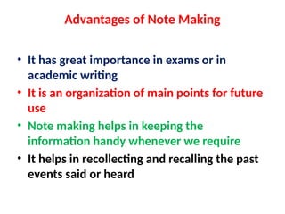 Note Making..PPT.pptx class 11 cbse .... | PPTX