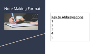Note Making & Summarising.pptxdzhshdhdhdhdh | PPTX