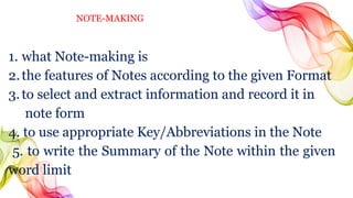Grade 9 Note Making NOTE Making_XI to XII.pptx class CBSE design | PPTX