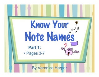 Know Your
Note Names
By Veronica Harper
Part 1:
• worksheets (treble clef)
 