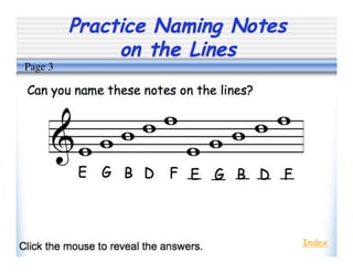 Practice Naming Notes
on the Lines
Index
Page 3
 