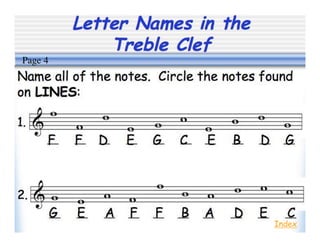 Letter Names in the
Treble Clef
Index
Page 4
 