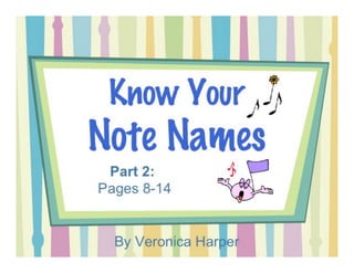 Know Your
Note Names
By Veronica Harper
Part 2:
• worksheets (treble clef)
 