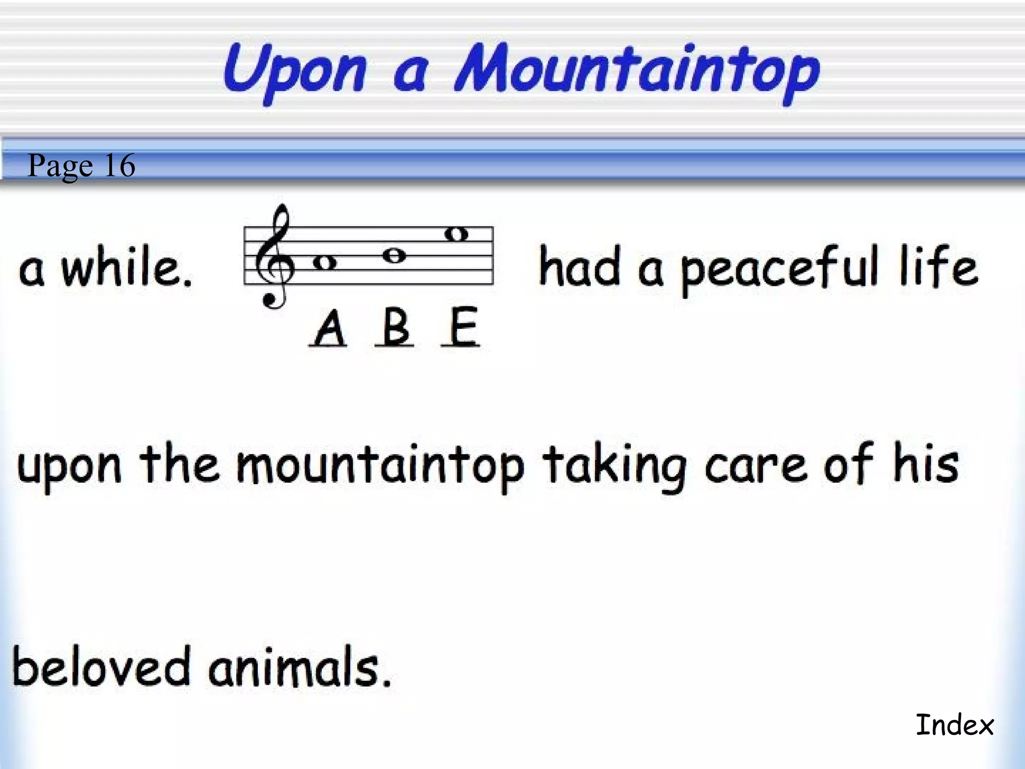 Upon a Mountaintop
Index
Page 16
 