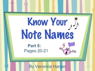 Know Your
Note Names
By Ver oni ca Har per
Part 5:
• crossword puzzles
(treble clef)
 
