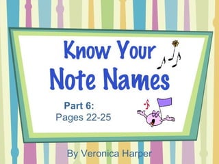 Know Your
Note Names
By Ver oni ca Har per
Part 6:
• crossword puzzles
(treble clef)
 