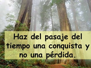 Haz del pasaje del tiempo una conquista y no una pérdida. 
