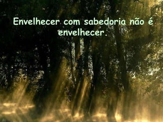 Envelhecer com sabedoria não é envelhecer.