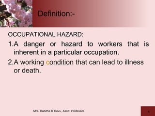Brief Review On occupational hazards | PPT