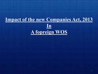 Impact of the new Companies Act, 2013
In
A fopreign WOS

1

 