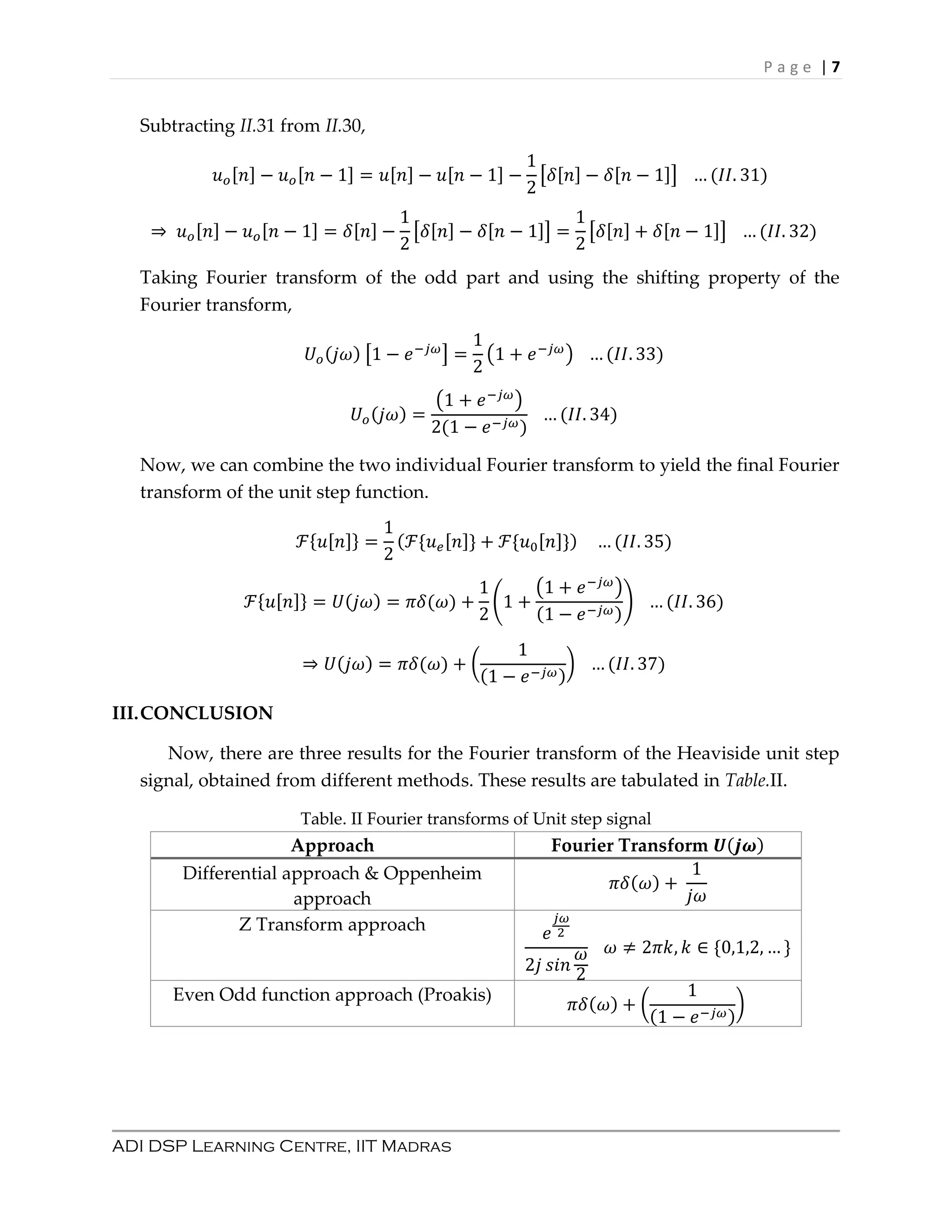 Note on fourier transform of unit step function | PDF
