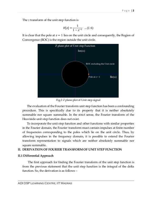 Note on fourier transform of unit step function