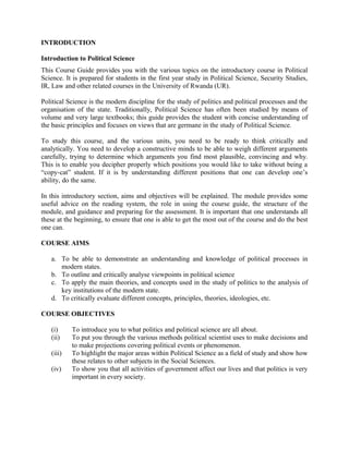 NOTE ON INTRODUCTION TO POLITICAL SCIENCE | DOC