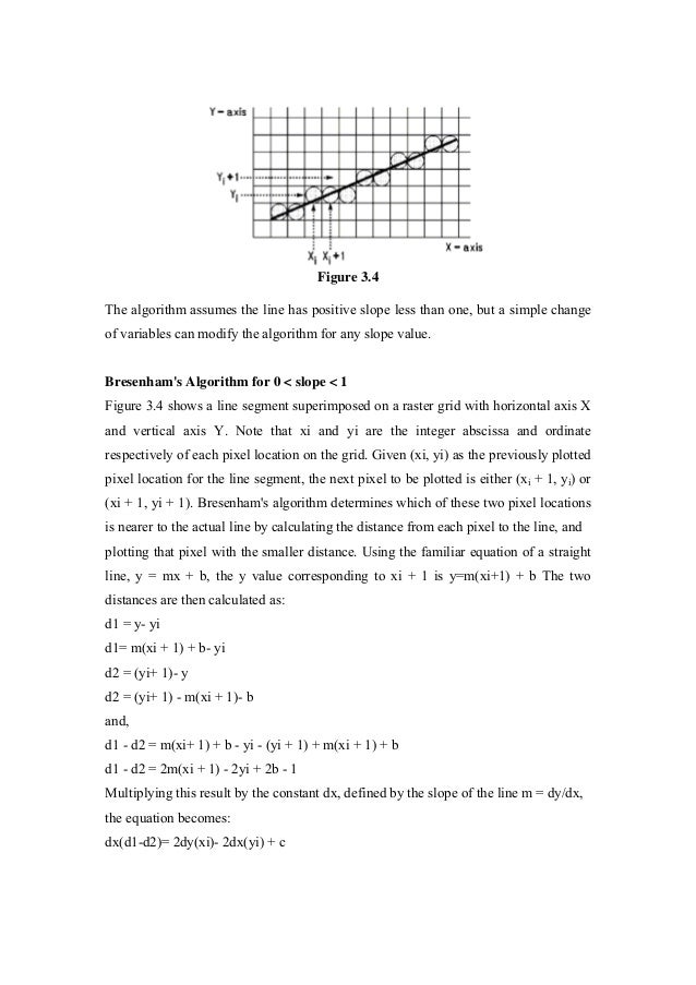 Bresenham Line Drawing Algorithm With Slope Greater Than 1 : Comuter graphics notes