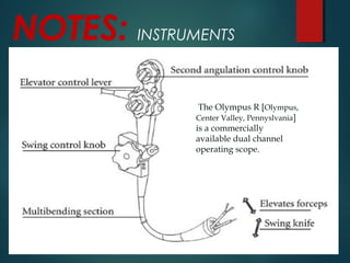 NOTES: INSTRUMENTS
 The Olympus R [Olympus,
Center Valley, Pennyslvania]
is a commercially
available dual channel
operating scope.
 