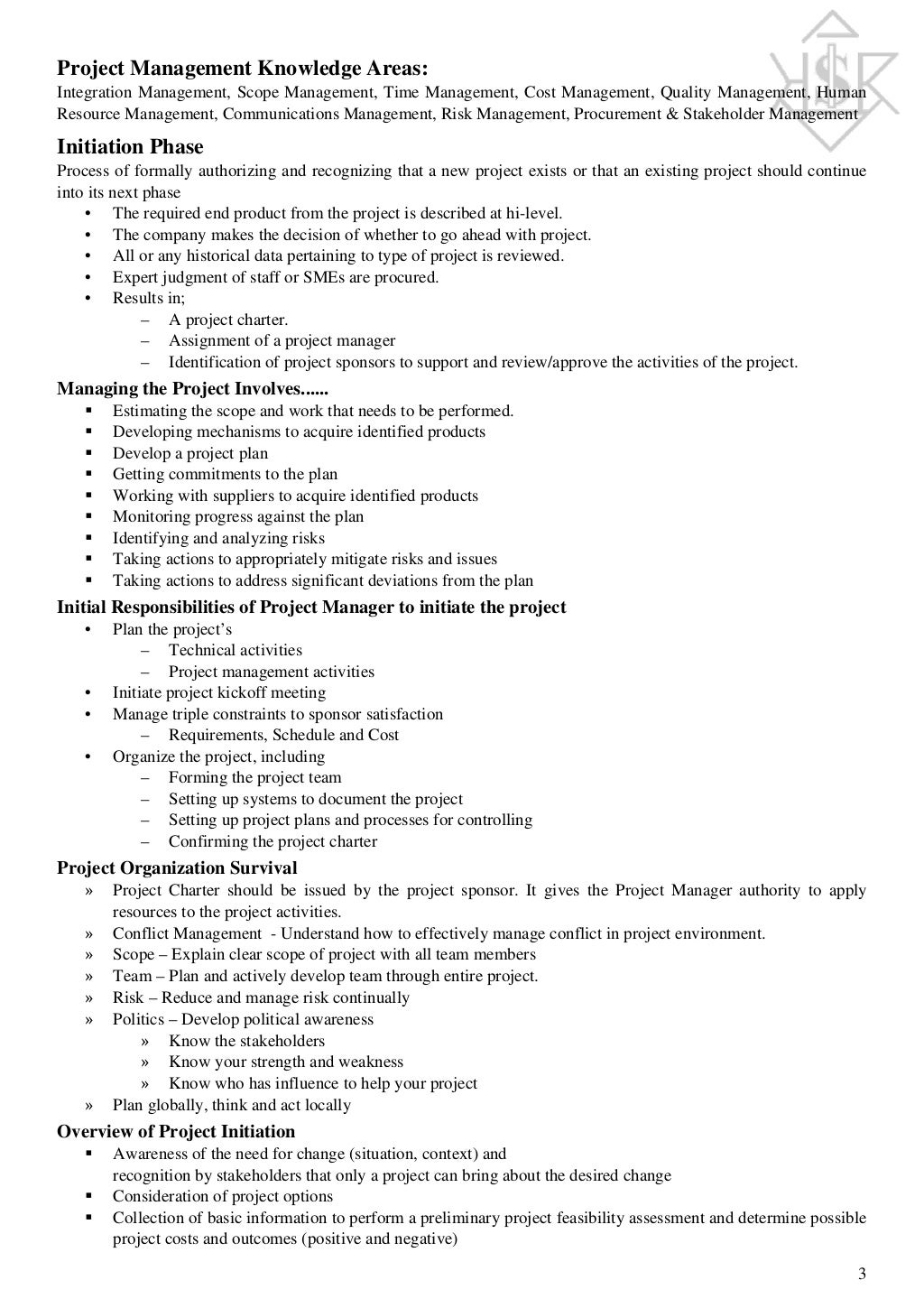 Project Planning and Management Notes