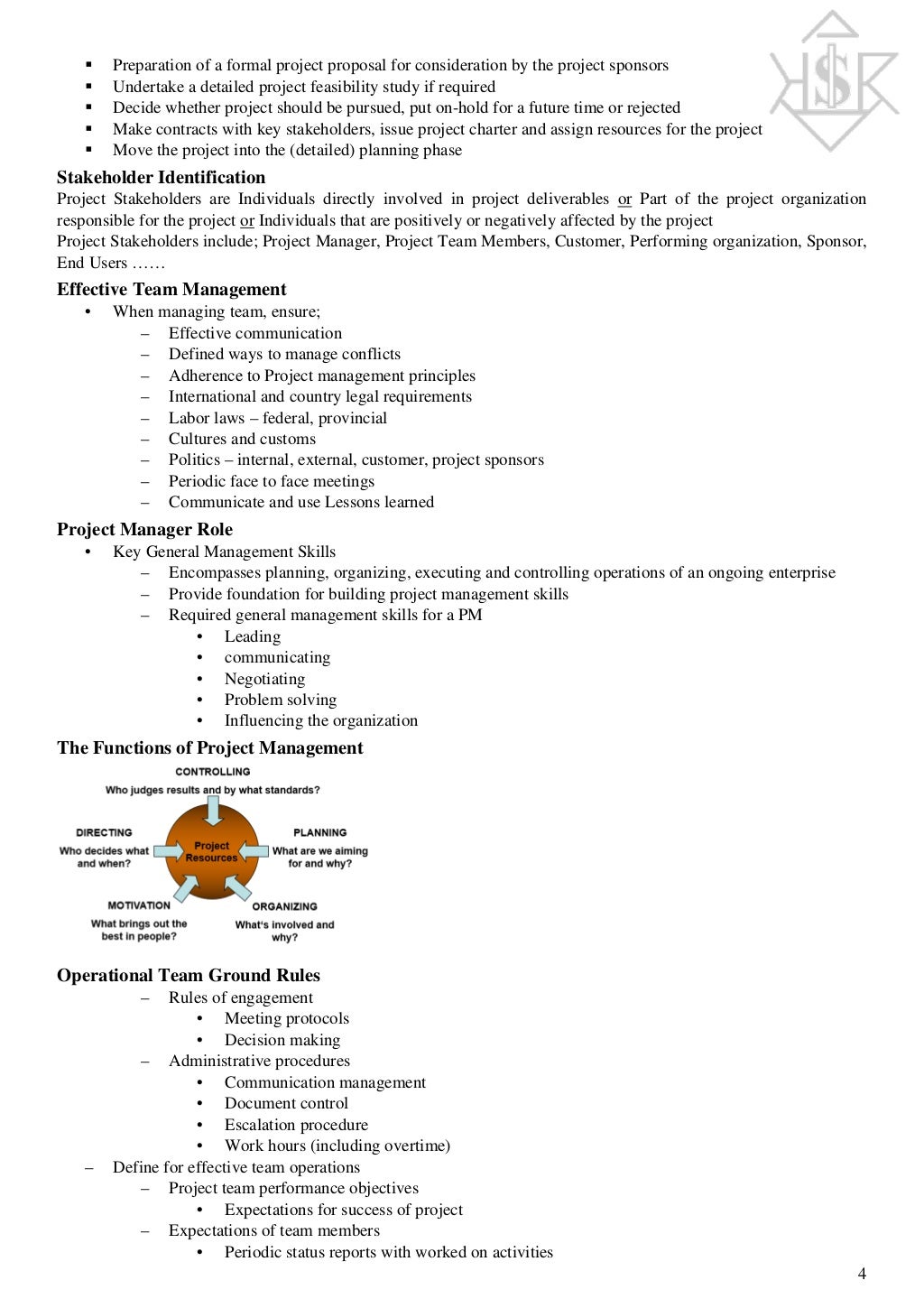 Project Planning and Management Notes