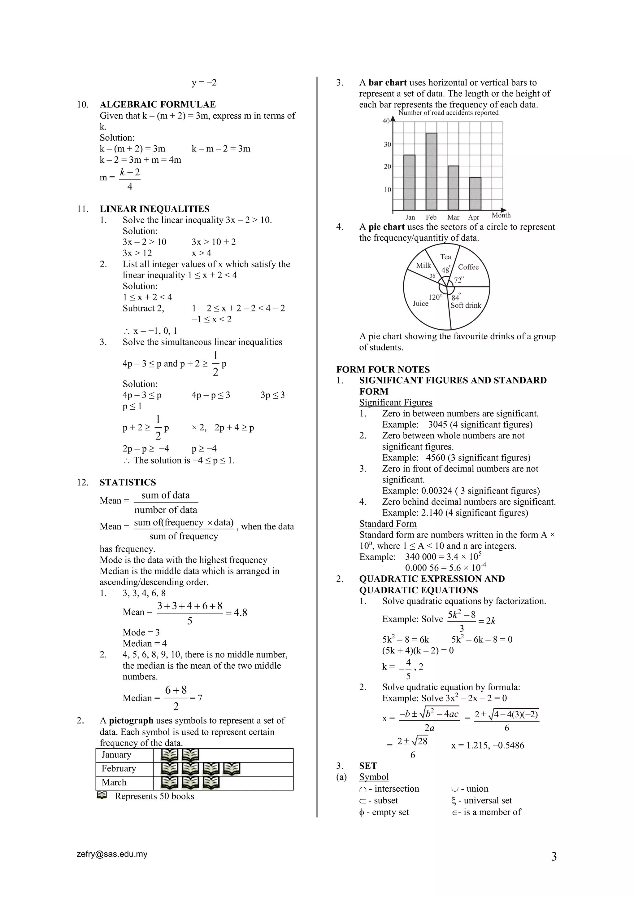 Notes and-formulae-mathematics | PDF